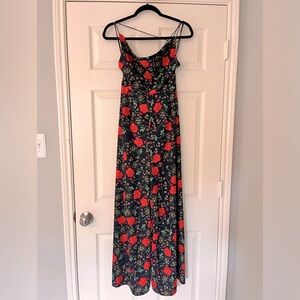 Strappy wide leg jumpsuit, navy with florals